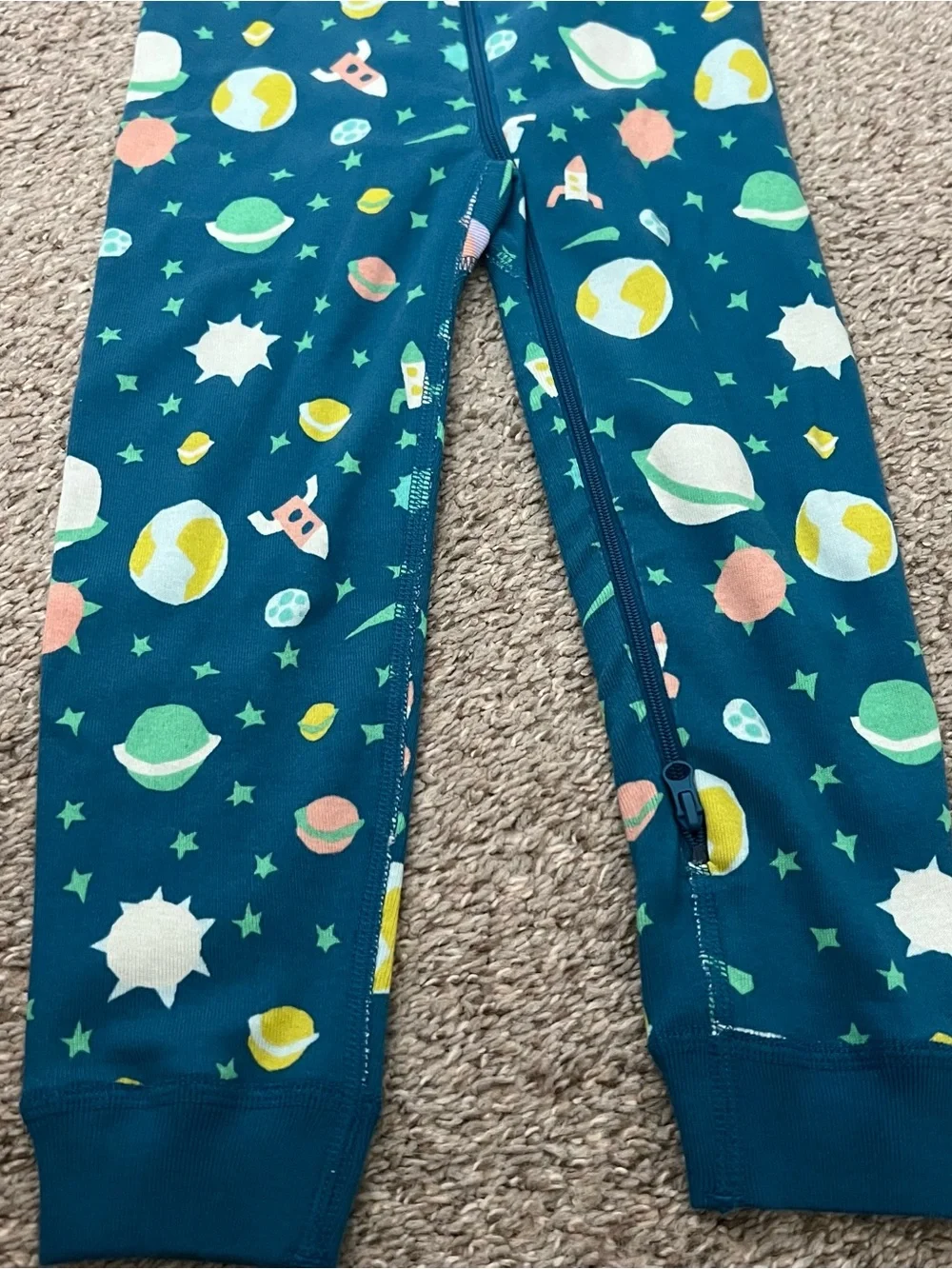 Quince Kids' Teal Space-Print Zip One-Piece Size 4 NWT